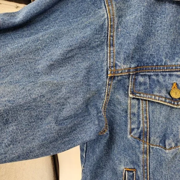 Vintage Looney Tunes Tasmanian Devil Mean and Rough Patch Jean Jacket Large - Picture 8 of 16